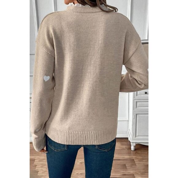 NWT MILLIE OATMEAL HEART PULLLOVER SWEATER KNIT - Picture 2 of 10